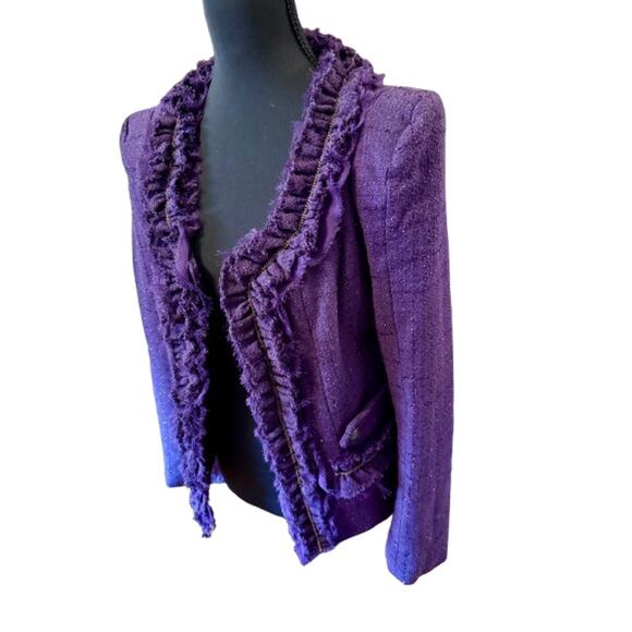 Personal Privilege Ruffled V-Neck Purple Jacket (size M) - Picture 2 of 7